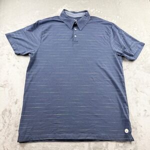 Desert Dunes Men's XXL Polo Shirt Blue Striped Short Sleeve Cotton‎ Blend